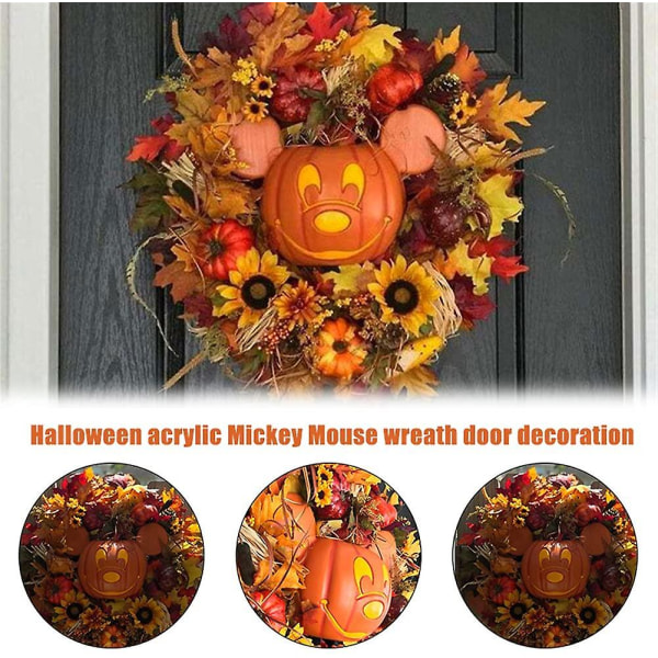 Mickey Pumpa Krans Dekor, Höst Halloween Jul Kransar Dörr Disney