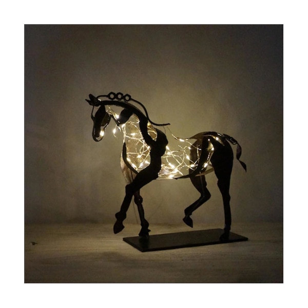 Hesteskulptur Metall Led Dyreskulptur Hjem Restaurant Dekorasjon Innflyttingsgave