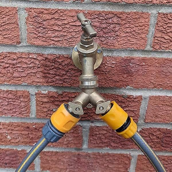 2-veis messingkobling-kranforbindelse, med enkelventiler, gul
