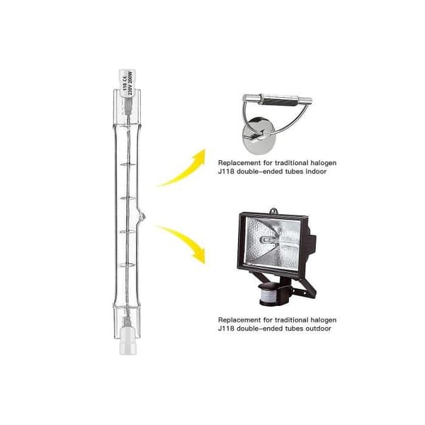 R7s halogenlampe 118 mm 200 W 230 V, R7s halogenstav, dimbar R7s halogenlampe