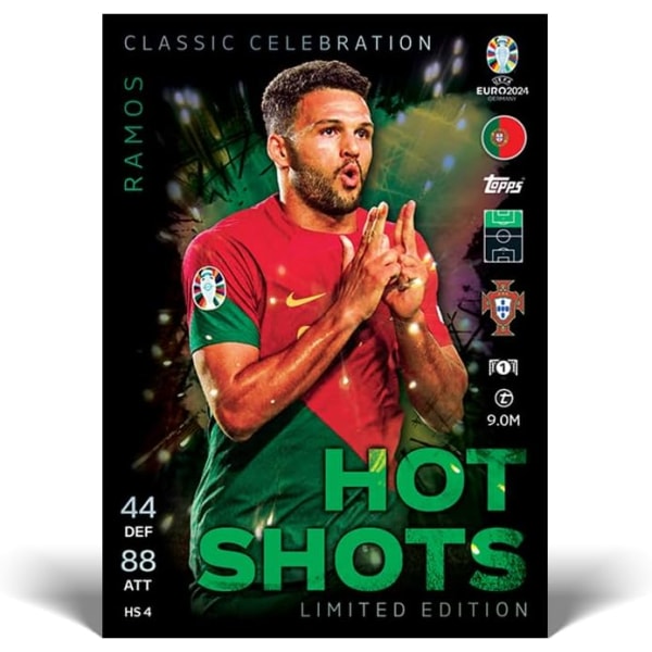 2024 Topps Match Attax Euro Cup - inneholder 44 EURO 2024 Match Attax-kort pluss 4 eksklusive Hot Shots Limited Edition-kort! (Tilfeldige omslag)