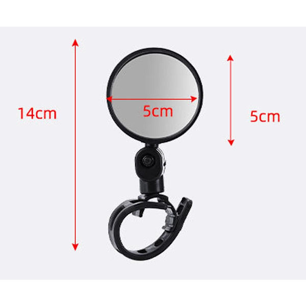 Sykkel Bakre Speil 360 Graders Justerbar Roterbar Speil Vidvinkel Sykkel Bakre Speil 14*5cm
