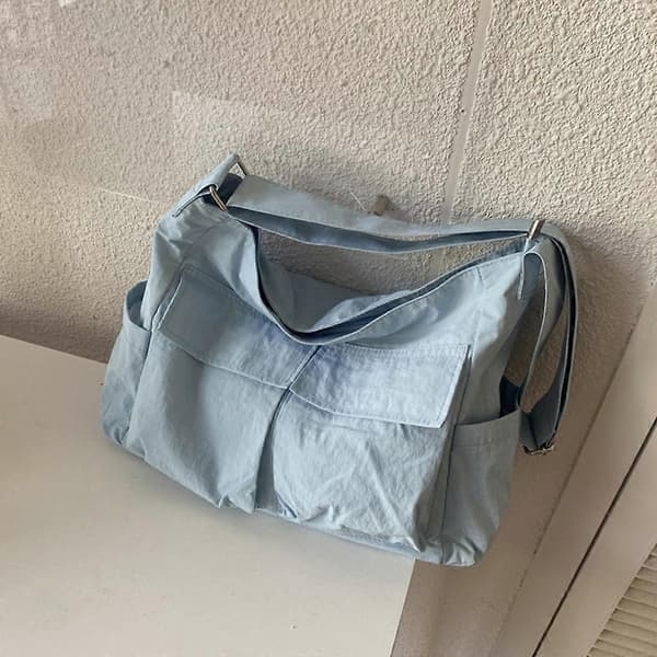Mångsidig axelväska, stor budväska, nylonväska för studenttjejer