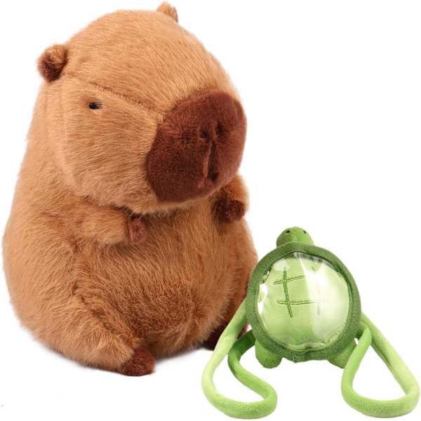 Eummy Capybara Plyschleksak 23cm Simulering Capybara Bär Sköldpadda Ryggsäck Realistisk Mjuk Capybara Leksak Söta Gnagare Stoppade Djurdocka