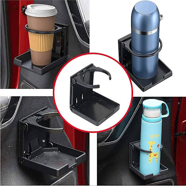 4 kpl muovinen auton mukiteline, auton juomatelline, säädettävä taittuva mukiteline, taittuva auton mukiteline ruuveilla yleismaailmalliseen autoon, kuorma-autoon, veneeseen, pakettiautoon
