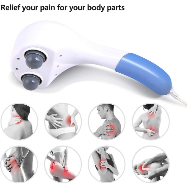 Elektrisk ryggmassager, handhållna massageapparater Dubbelhuvud Djupvävnadsslagmassage för helkroppsmassage för nacke, axel, huvud, fot, ben, val