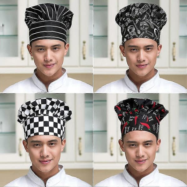 Profesjonell Elastisk Justerbar Herre Lue Kjøkken Kokk Baker Catering Kokkelue Chilli Pattern
