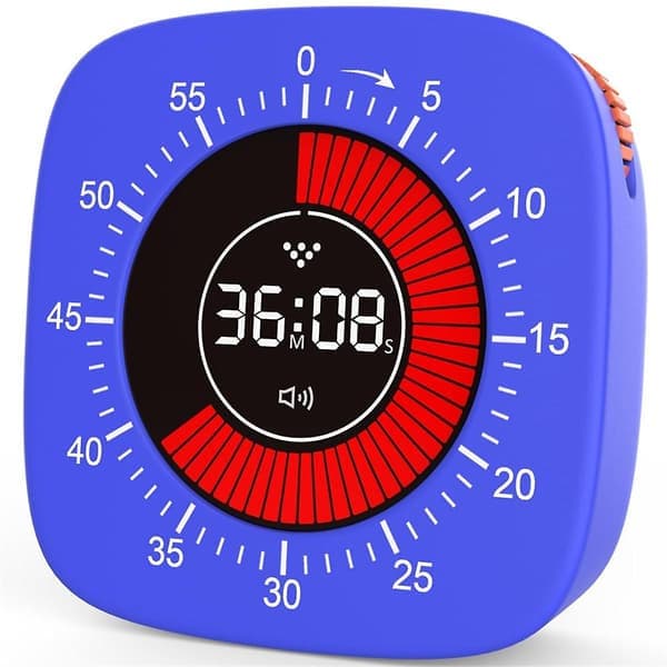 Visuell Timer for Barn, Digital Timer med 60 Minutters Nedtelling, Stille Timer for Skrivebordstimer for