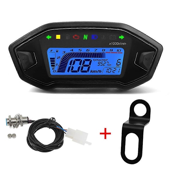 2023 Nyhet 7 Färger Digital Hastighetsmätare Moto Instrumentbräda 10000RPM Motorcykel LCD Display Odometer Varvräknare för 1,2,4 Cylinder 3