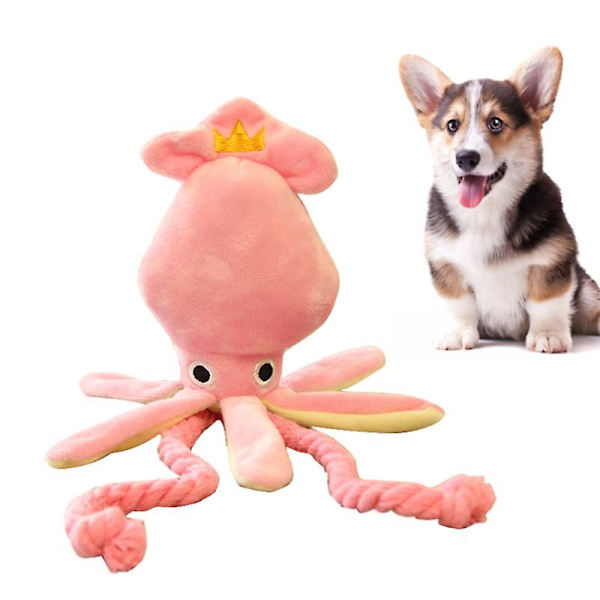 Söt bläckfisk hund leksak bläckfisk härlig BB plysch husdjur valp rep rengöring tänder leksaker rosa tugga pip leksaker husdjur tillbehör
