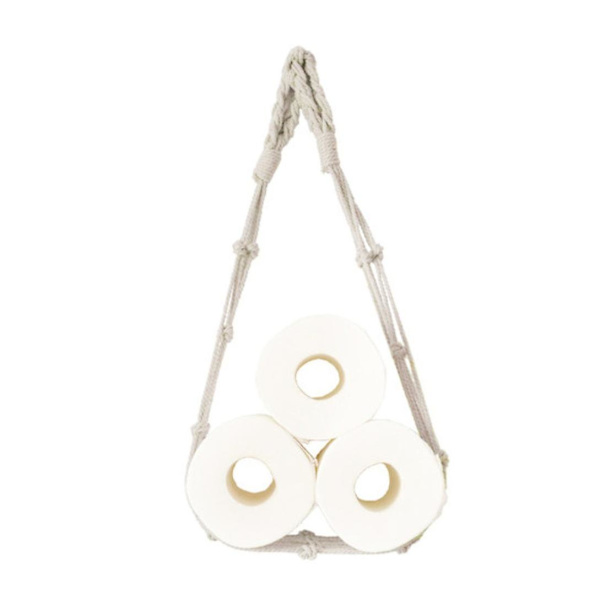 Toiletpapirholder - Hngekje Stil Toiletrulleholder Toiletpapirholder Med Hngende Porte Til Badevrelse Lavet Af 100% Jute