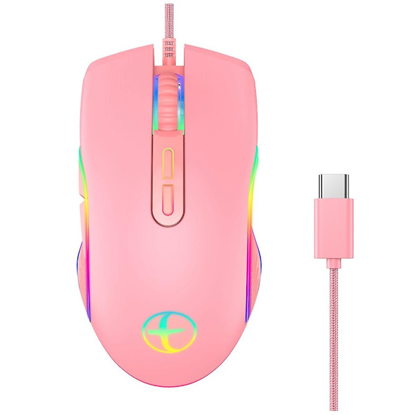 3200 DPI USB-C Gamingmus - Trådbunden Optisk Mus för PC-Spelare med RGB-Bakgrundsbelysning
