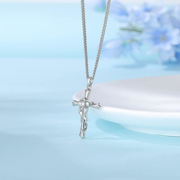 Kors halskæde til kvinder Dainty Faith Cross vedhæng halskæde med valentinsdag fødselsdag fødselsdag jubilæum smykker til mor piger