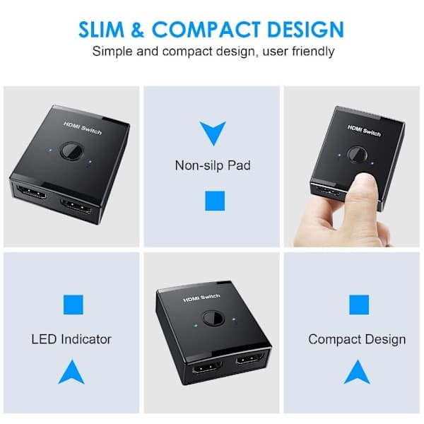 KVM HDMI-kompatibel Switch 2-port Boks HDMI 2.0 Switch