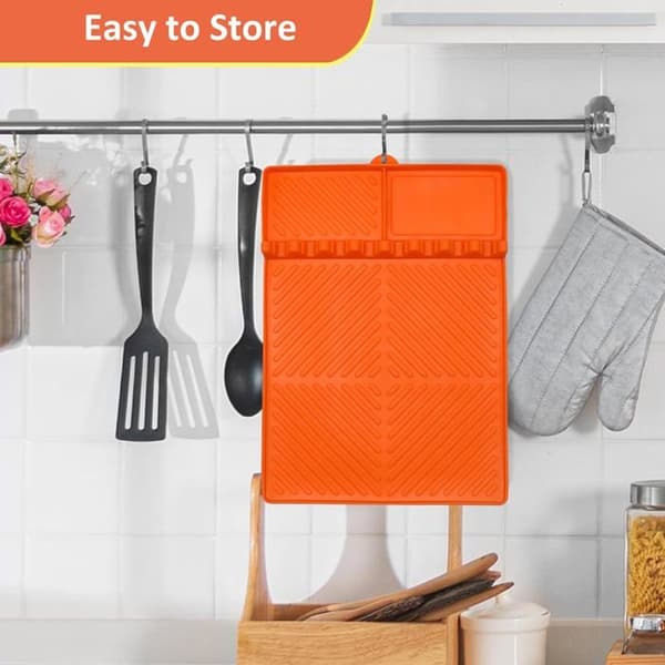 Grillmåtte til gasgrill sidehylder, silikone spatelmåtte, grillredskabsholder, orange