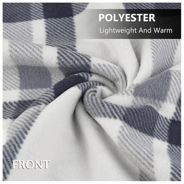 Fleece Sjal/Kappe/Tæppe til Kvinder – Varm Vinteromslag med Knapper – Ternmønster, 80x135cm – Stil 1