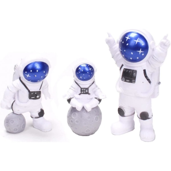 3st Astronautfigurer Tårt Topper Yttre rymden Tårtdekoration Astronautmodell Display Miniatyr Som