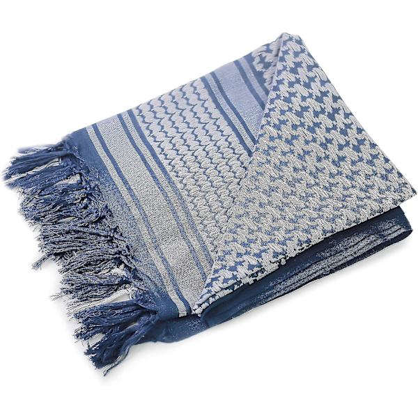 Taktisk ökenscarf / 100 % bomull Keffiyeh scarf wrap för män andningsbar och vindtät sandscarf Blue