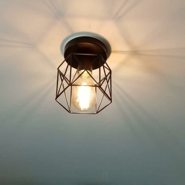 Retro metal terning industri sort loftlampe