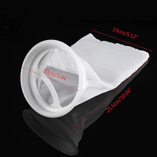 200 Mikron Nylon Filterpose Akvariefiltersokk 10 Tommer Lengde 4 Tommer Ring