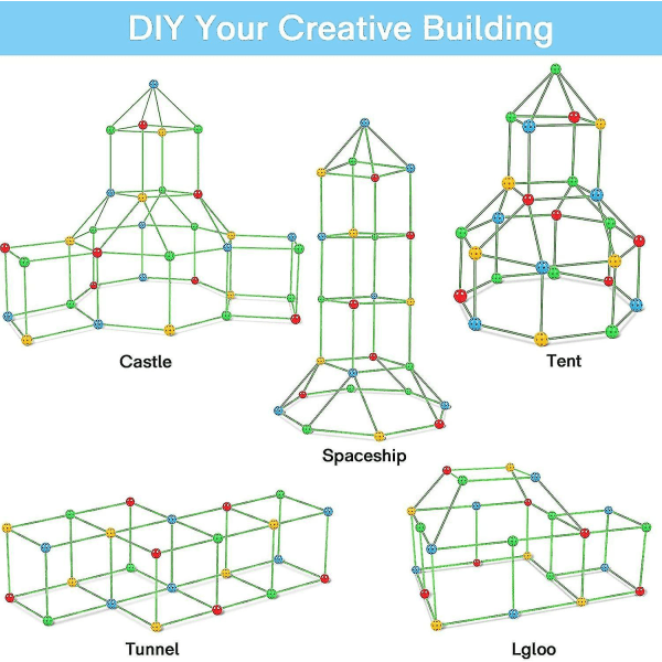 87 deler Barn Fort Byggesett Slott Tunneltelt DIY Montering Konstruksjonsleker For Barn Utendørsaktiviteter Sett Gave Dz