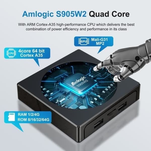 Android TV Box - TV Box X98mini Android 11.0 2G+ 16G 5G Dual Band Smart WiFi bluetooth 4K HD 100m Amlogic S905W2 Quad Core 1