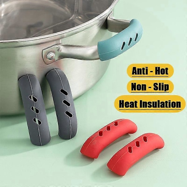 4/8/12 stk. Silikon Pannehåndtak Beskyttelse Varmeisolasjon Deksel Gryte Øreklips Sklisikker Steamer Kasserolle Pannehåndtak Holder Kjøkkenverktøy red 12Pcs