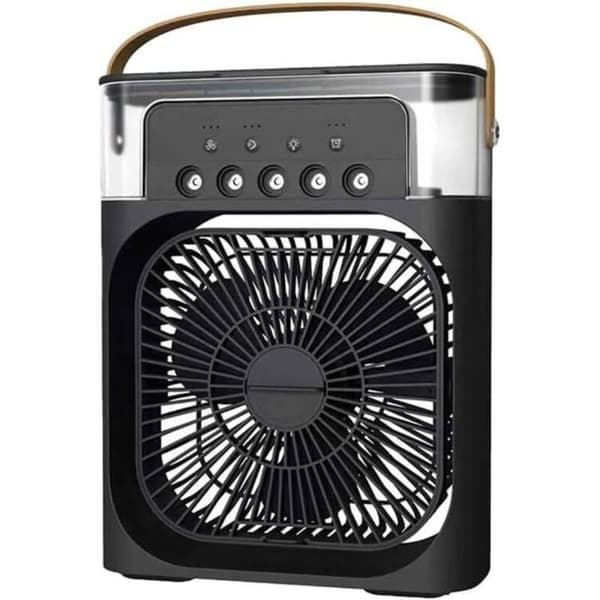 2-i-1 køleventilator og luftfugter – 7-farvet lys – 1-3 timers timer – 3 hastigheder – 3 befugtningsniveauer
