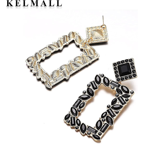 Krystal Rektangel Geometriske Dangle Øreringe, Glas Rhinestone Statement Drop Øreringe Til Kvinder  Kollektion