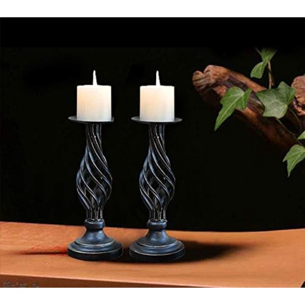 Mustat pilarikynttilänjalat: Vintage kynttilänjalat pilarikynttilöitä varten, metallinen kynttilänjalka Joulun pääsiäisen kodin sisustus, 2 kpl (29cm)