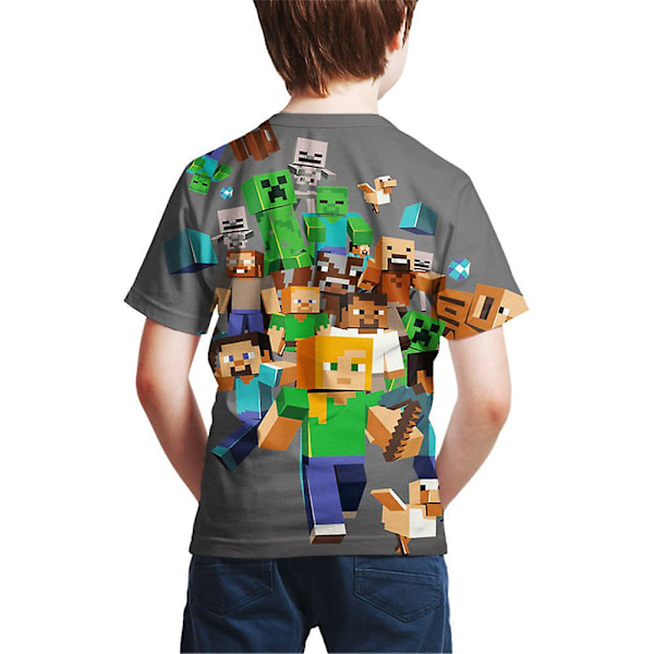 Minecraft Spil Print Børne T-shirt med Korte Ærmer Sommer Casual Tee Tops B 6 Years