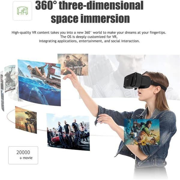 VR-headset, 3D virtual reality-headset, kompatibel med iPhone og Android, 2K HD-billedkvalitet og anti-blåt lys-beskyttelse