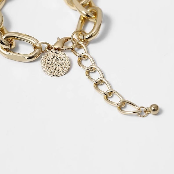 Guldpappersklämma Armband Justerbart Skiktat Staplat Charm Kedja Neutral Fashion Armband För Kvinnor Flickor - -