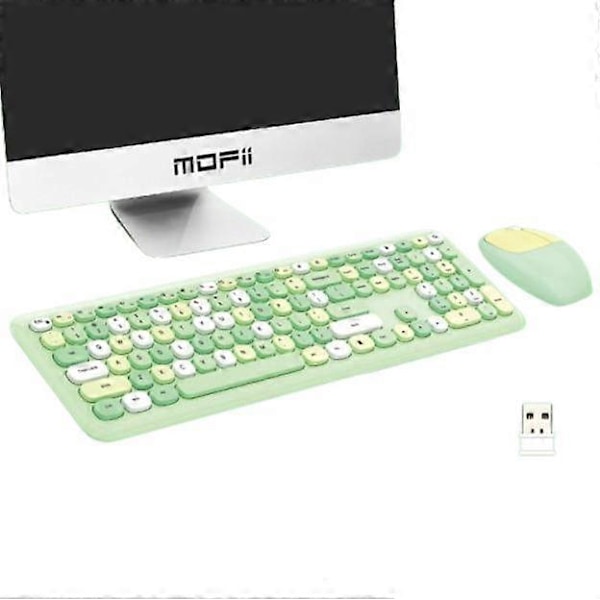 Trådlöst tangentbord och mus-combo med färgade tangenter Green