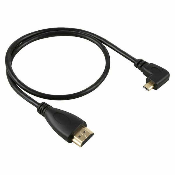 Micro HDMI-kompatibel typ D hane 90 grader vänstervinklad till HDMI-kompatibel 1.4 hane 1080p HDtv-kabel
