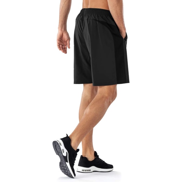 Casual för män, snabbtorkande träning, löpning eller gymträningskort med blixtlåsfickor (STORLEK:M)
