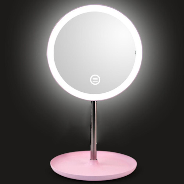 Lighted Large Makeup Mirror 360-graders roterende LED-lys spejl lysstyrke justerbar cirkel forfængelighed