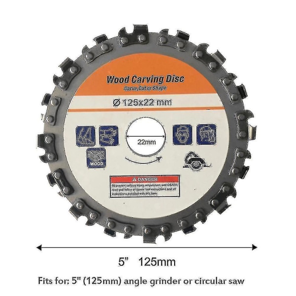 125mm 16-tannet rustfritt stål slipeskive treskjæringsmaskin sporfresingsmaskin kjede skive treskjæring kutteskive kompatibel med 5 tommers vinkelsliper G