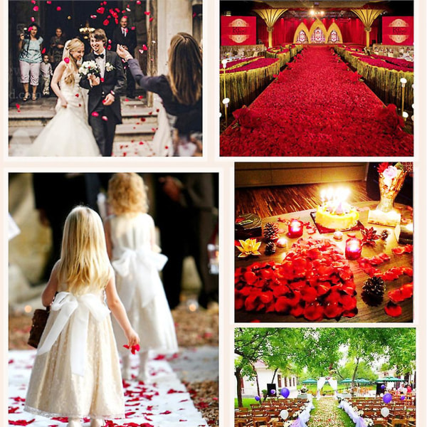 1000 st konstgjorda rosblad för bröllopsdekorationer, romantisk natt, alla hjärtans dag, evenemang Vit Dark red black