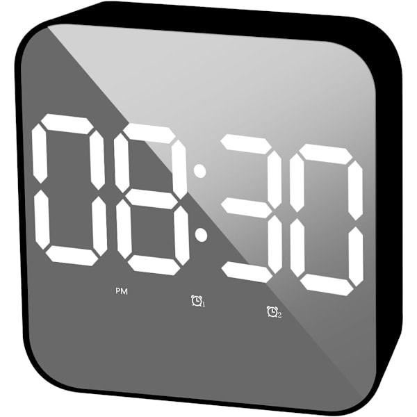 Stor LED-temperaturdisplay, fästingfri USB/batteridriven klocka, snooze-funktion, 3-nivåers justerbar ljusstyrka, röststyrning
