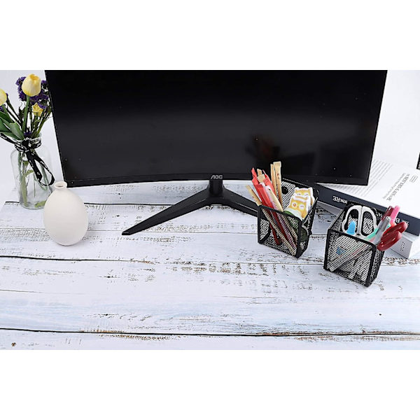 2 stk. magnetisk blyantholder, net opbevaringskurv-arrangør med ekstra stærk magnet til køleskab, whiteboard, skabstilbehør, kontorartikler