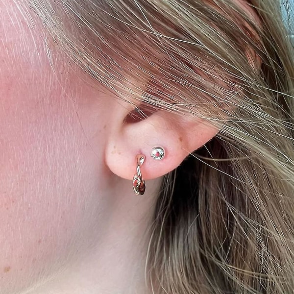 Rose guld øreringe Små bøjle øreringe til kvinder piger 18k rosa forgyldt 925 sterling sølv mini Huggie ørering 12 mm