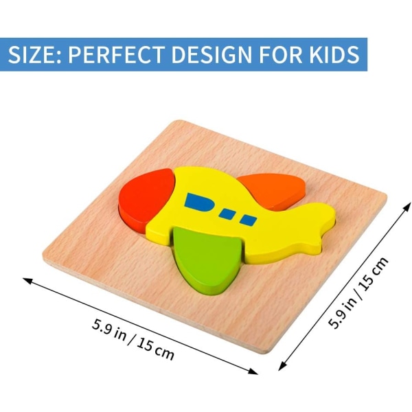 Träpussel för småbarn 1 2 3 år gamla, pojkar och flickor Pedagogiska Montessori-inlärningsleksaker Present med 4 mönster