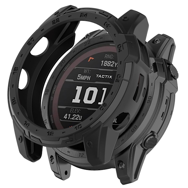 TPU Bumper Case til Garmin Tactix 7 AMOLED - Beskyttende Urcover med Urskive Black Style A Other Smartwatch Model