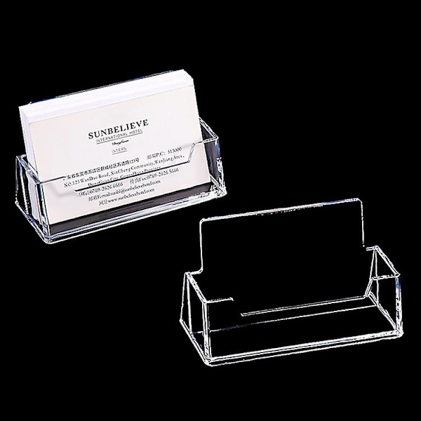 Transparent skrivebords hylde opbevaring display stativ akryl plastik transparent skrivebord visitkort holder (hvid)