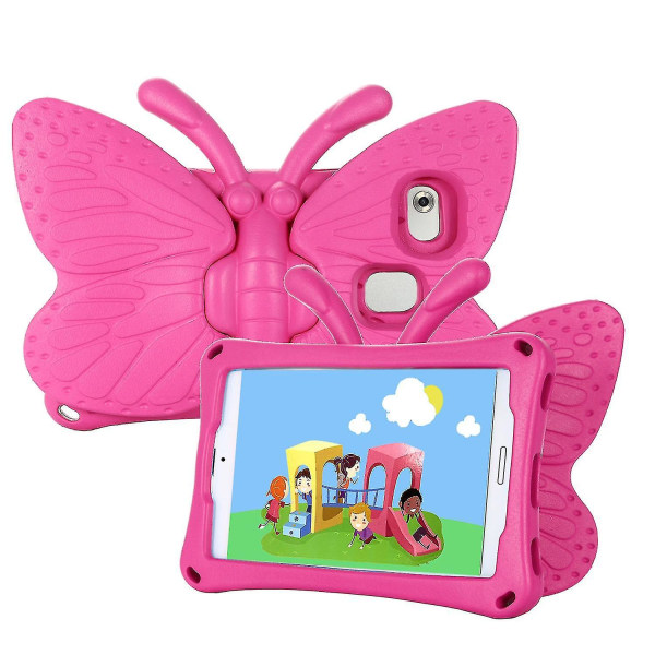 Butterfly Samsung Galaxy Tab A7 Lite 8.7 T220/t225 2021 Case, Barnvänligt, Eva Soft Foam Material, Tjocka fyra hörn, Kameraskydd, Stötsäker Rose Red