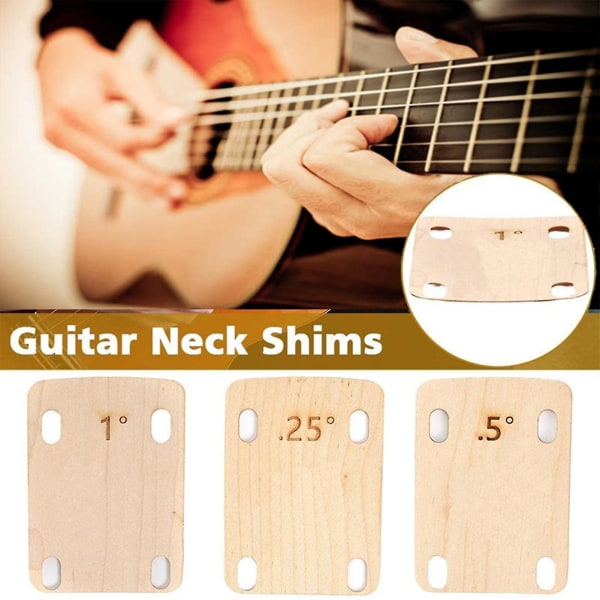 Kaesi 3st Guitar Neck Shims Exakt vinkel Kvalitet Ton Professionell Skyddande trä Akustisk gitarr Neck Spacer Gitarrdelar