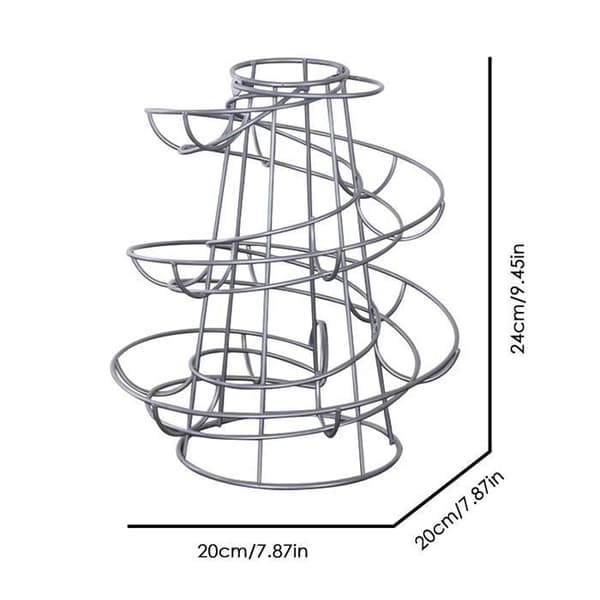 Spiral metall eggdispenserstativ for hønseegg, frittstående trådoppbevaringsstativ