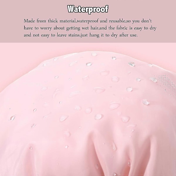 2 Stykker Dusjhetter Justerbar Sløyfe Badehårhetter Gjenbrukbar Vanntett Turban Dusjhatt Badehette (Rosa, Svart)