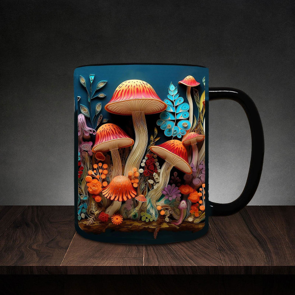 2024 New  Magic Mushrooms Mug Ceramic Coffee Mug Tea Cup With 3d Magic Mushrooms Mugs